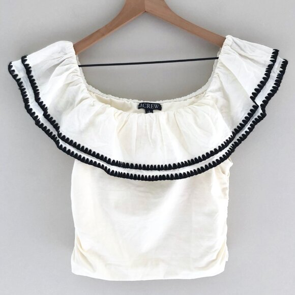 J. Crew Tops - J.Crew Off-the-shoulder ruffle top in stretch cotton blend